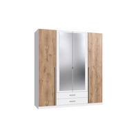 DREHTÜRENSCHRANK Skate Weiß mit Plankeneiche 179x197x58 cm BxHxT Kleiderschrank - Weiß, Holzwerkstoff (80/200/120cm)