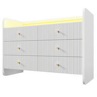 SIDEBOARD DE-38273 120/40/75 cm mit LED-Beleuchtung und 6 Schubladen Weiß - Weiß, Holzwerkstoff (120/75/40cm) - ComfortXL