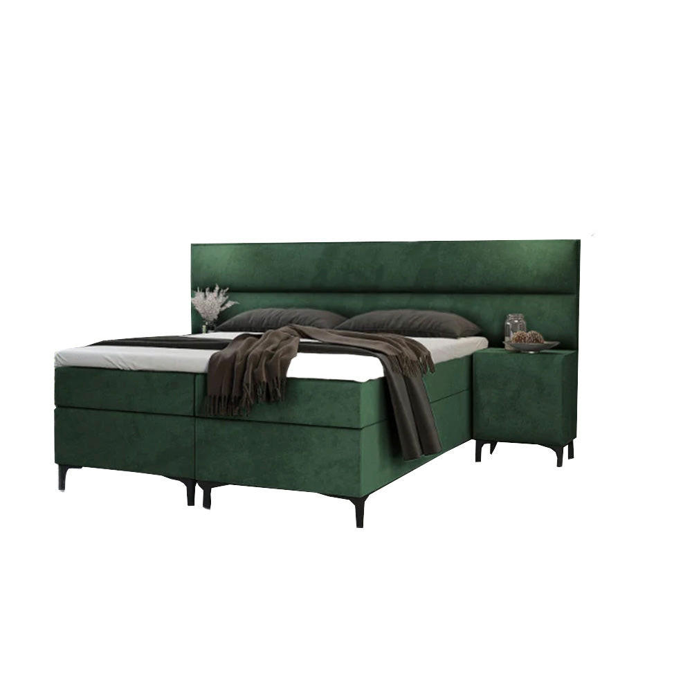 BOXBETT Tito Bonellfederkern inkl. 2x Nachttisch und Topper T-30 - BOXBETT mit Bettkasten - Dunkelgrün, Holz/Holzwerkstoff (200/200cm) - Best For Home