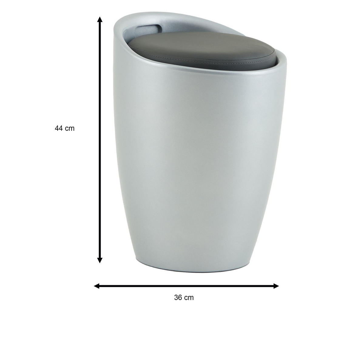 SITZHOCKER DANIEL grau - Grau, Kunststoff/Textil (35/50/35cm) - IDIMEX