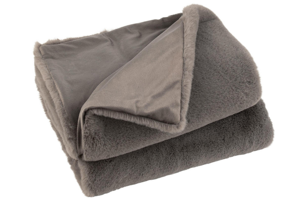 PLAID CUTIE - Plüsch - Taupe - 180/130/3 cm - Taupe, Textil (130/180cm) - J-Line