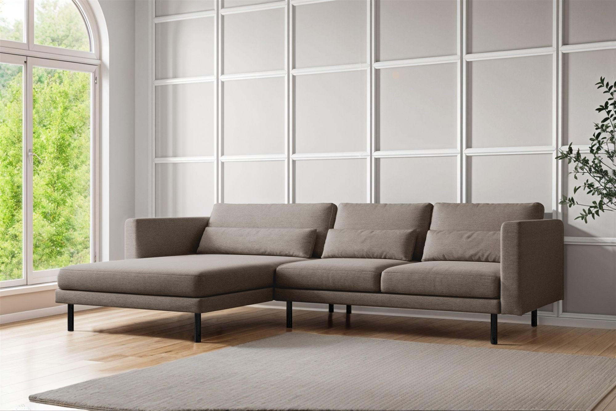 ECKSOFA Agada In Verita - Braun, Holzwerkstoff/Textil (281/174cm) - Fun Möbel
