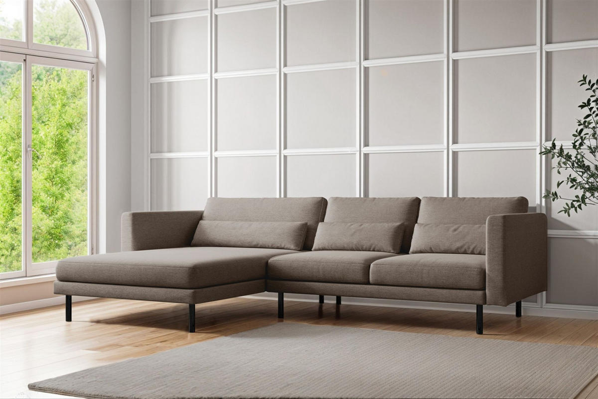 ECKSOFA Agada In Verita - Braun, Holzwerkstoff/Textil (281/174cm) - Fun Möbel