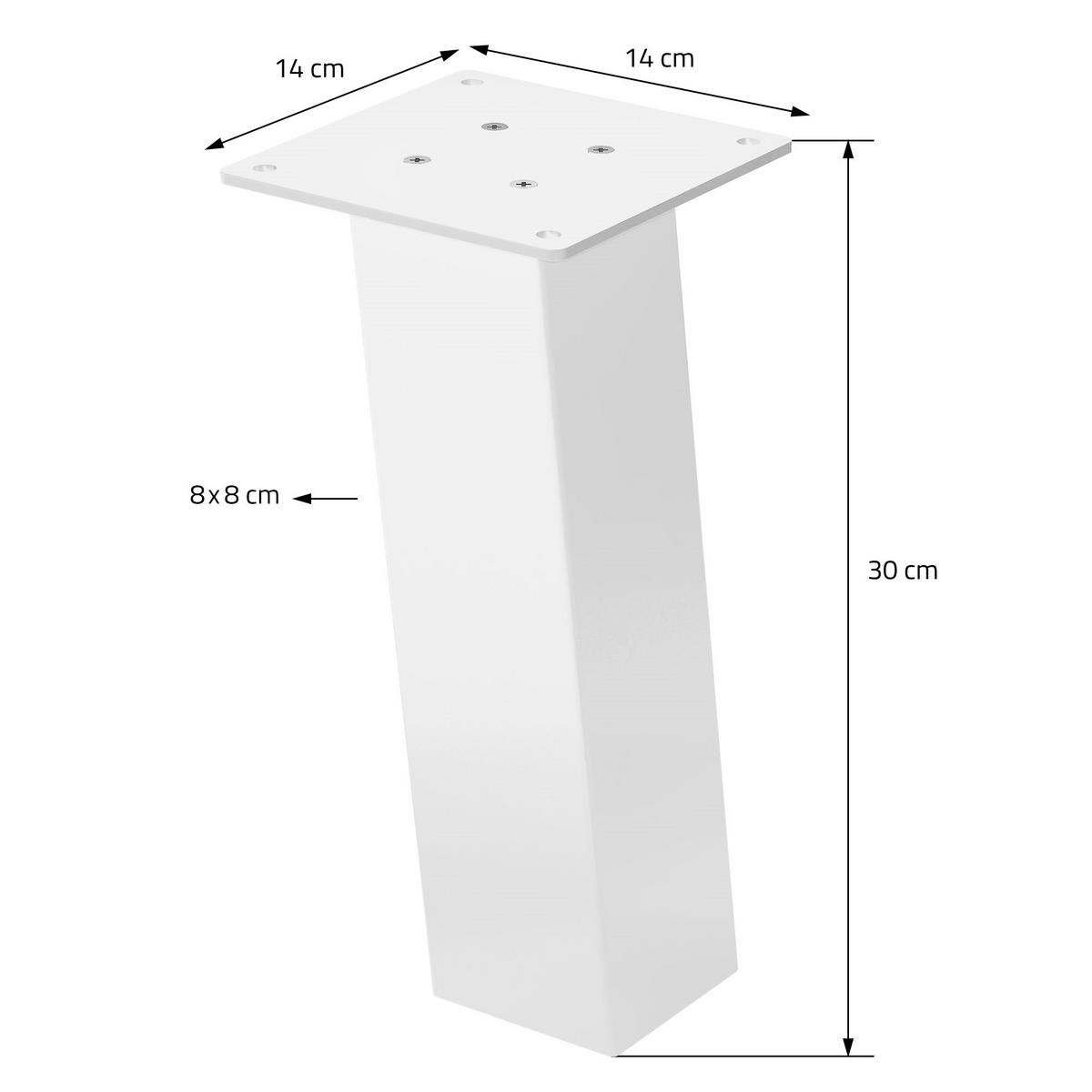 TISCHBEINE 4er Set I-96GRAD-Design H:30 cm Weiß 8x8 cm - Weiß, Metall (8/30/8cm) - ML-DESIGN