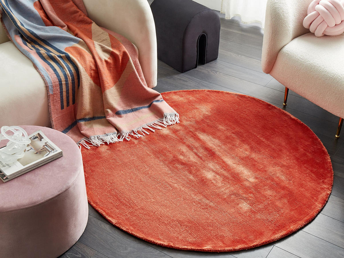 KURZFLOR-TEPPICH Gesi II 140/140 cm - Orange, Naturmaterialien (140/140cm) - Beliani