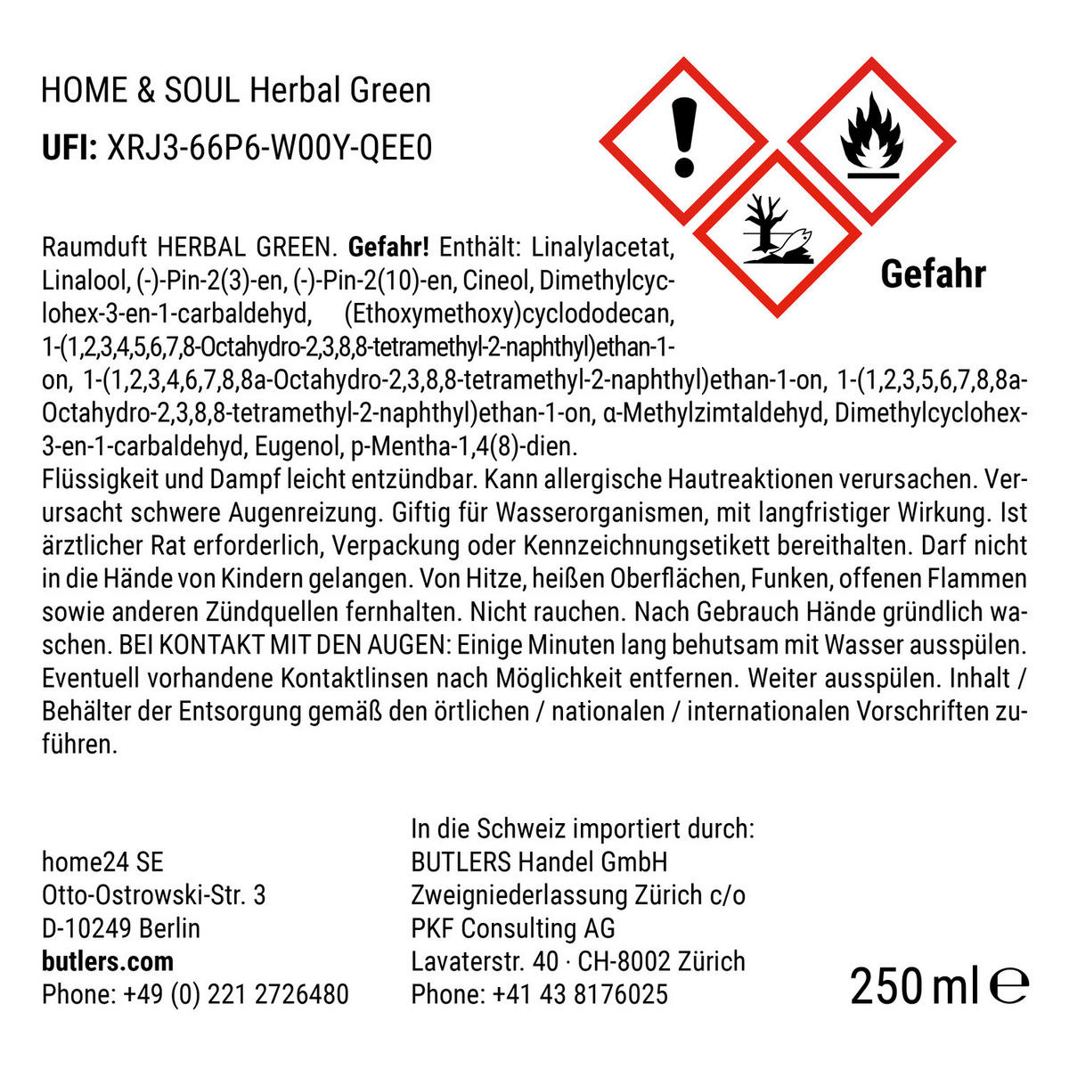 RAUMDUFT Home & Soul - Grün, Glas/Naturmaterialien (7/22/7cm) - Butlers