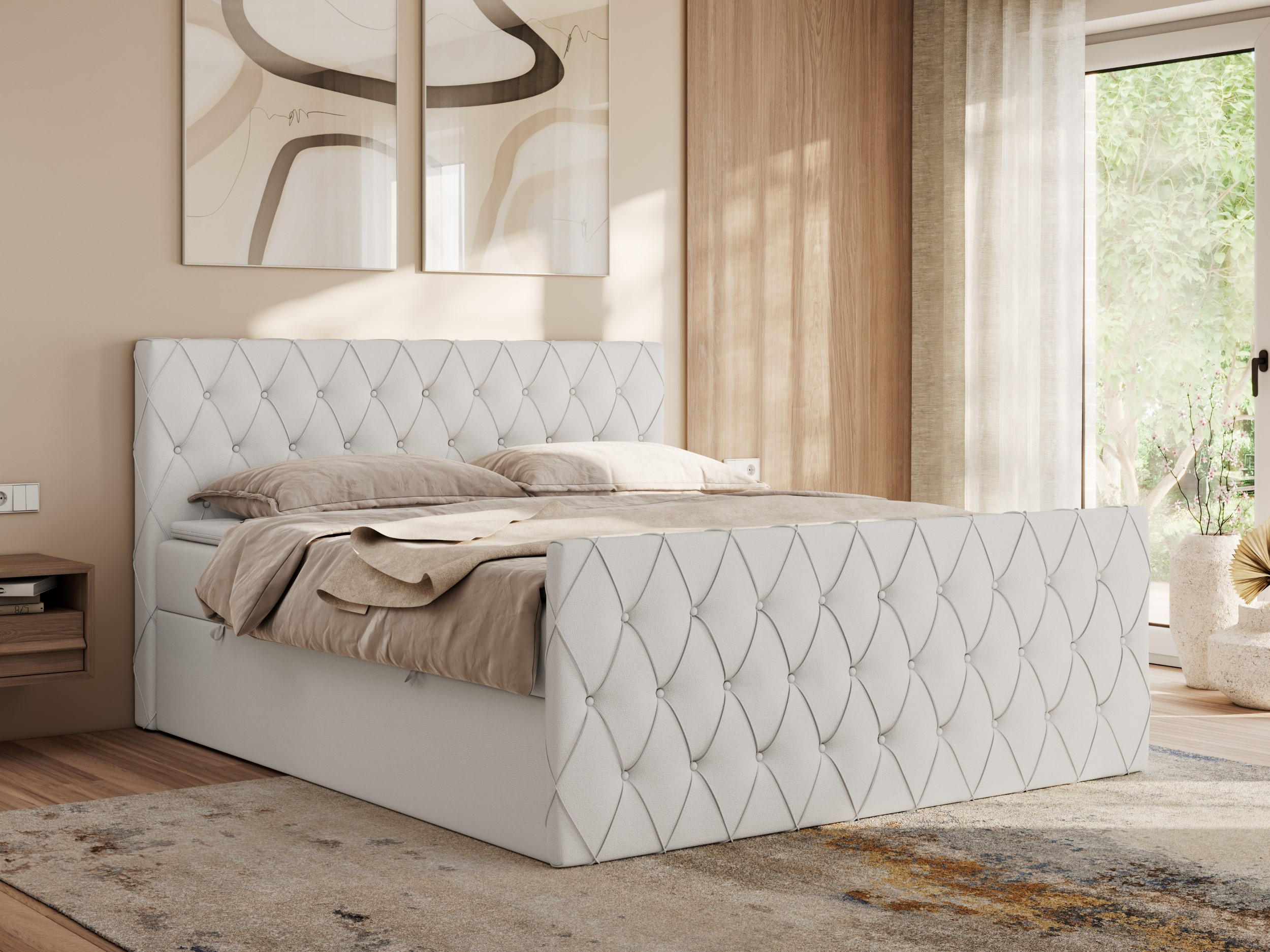 BOXBETT MIREN DUO 120/200 - Weiß Kunstleder - H3 - Weiß, Holz/Textil (120/200cm) - MKS