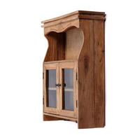 WANDSCHRANK Ribera Mahagoni Massivholz, 2 Glastüren, 3 Haken naturfarben - Naturfarben, Holz (60/73/19cm) - CREEDWOOD