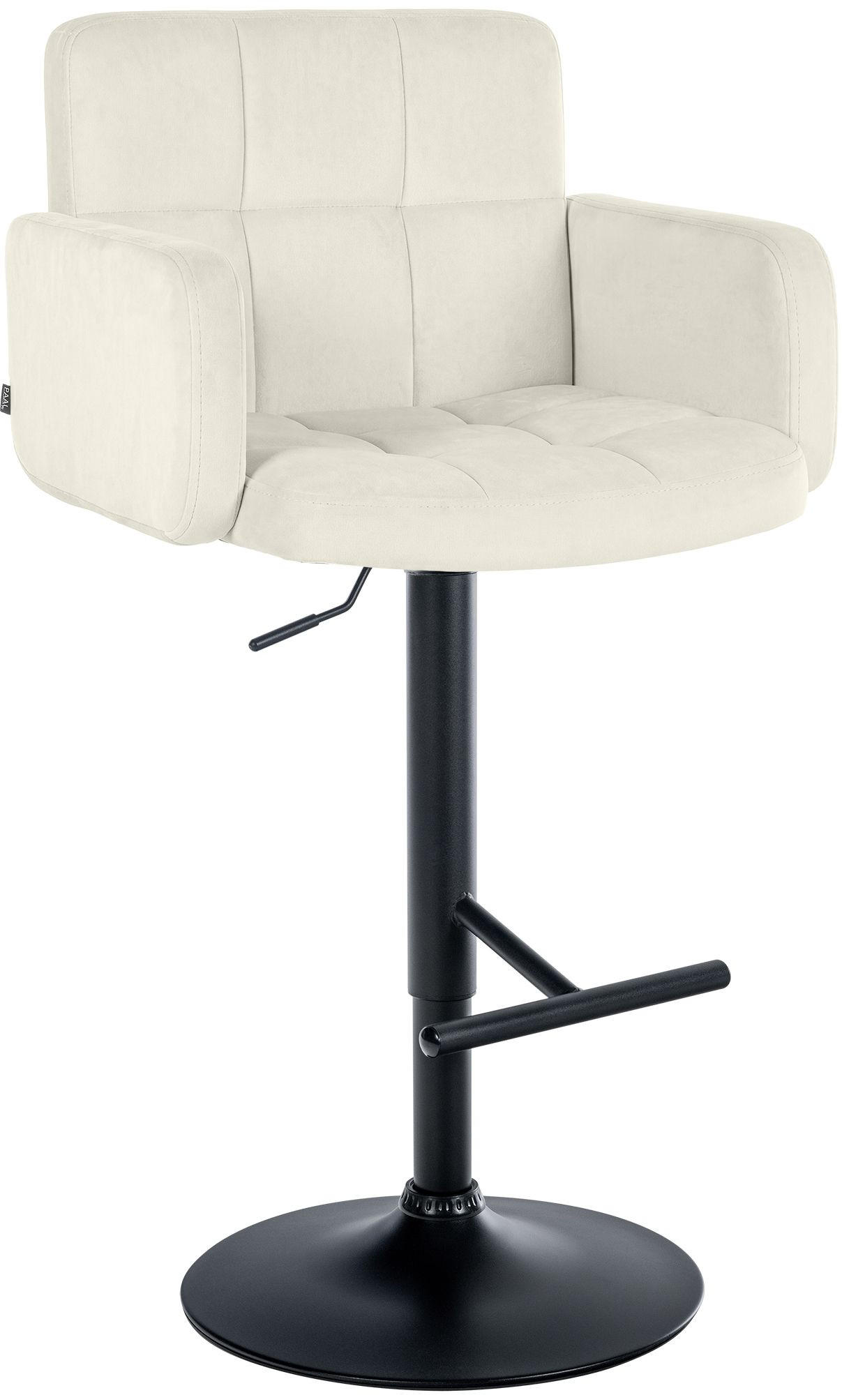 BARHOCKER Samt Creme - Creme/Schwarz, Textil/Metall (60/93/56cm) - CLP