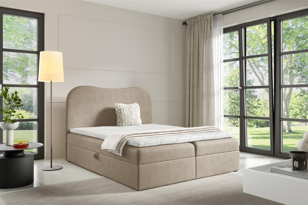 BOXBETT Darlin In überlänge - Braun, Holzwerkstoff/Textil (200/220cm) - Fun Möbel