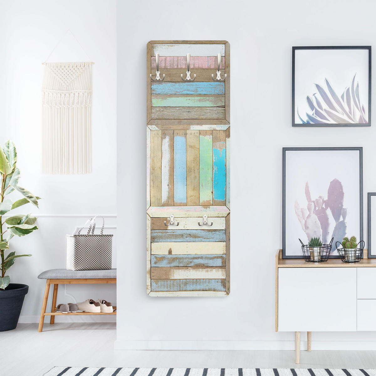 WANDGARDEROBE - Rustic Timber 34/105 cm - Blau, Holzwerkstoff (34/105/1.6cm) - Bilderwelten
