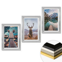 WANDBILDER 3er Set - 20x30 cm Silberner Rahmen - Seeboote Hirsche Berge - Silberfarben, Kunststoff (20/30cm) - ArtPrintCave