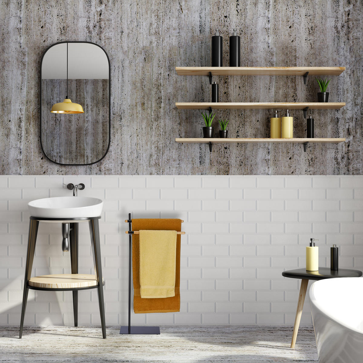 HANDTUCHHALTER - Multicolor, Holz/Metall (46.5/88/20cm) - Relaxdays