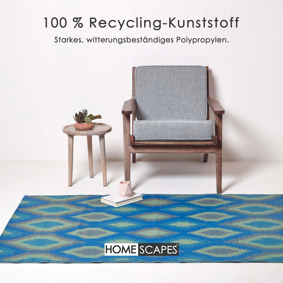 OUTDOORTEPPICH Amber mit Ethno-Muster 120/180 cm - Blau, Kunststoff (120/180cm) - Homescapes