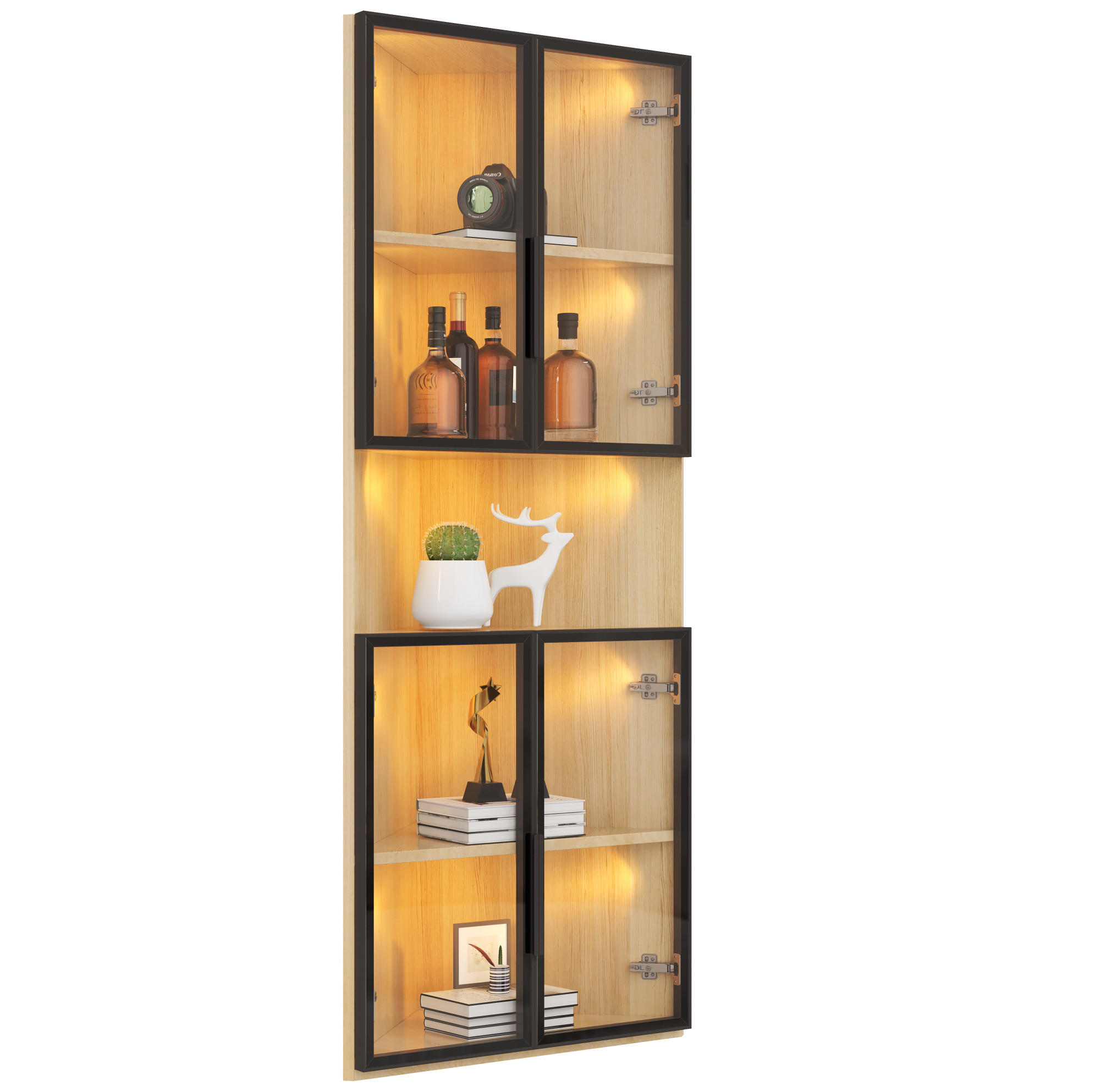 HIGHBOARD 62/32/160 cm in Eichefarben mit LED-Beleuchtung und Sicherheitsglas - Eichefarben, Holzwerkstoff (62/160/32cm) - Flora Grace