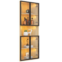 HIGHBOARD 62/32/160 cm in Eichefarben mit LED-Beleuchtung und Sicherheitsglas - Eichefarben, Holzwerkstoff (62/160/32cm) - Flora Grace