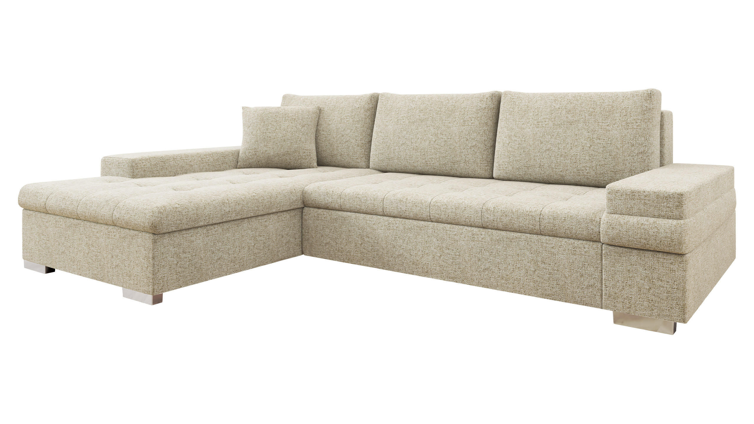 ECKSOFA Bangkok Mini Premium - Sandfarben/Silberfarben, Holz/Textil (274/182cm) - MIRJAN24