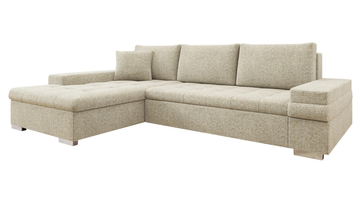 ECKSOFA Bangkok Mini Premium - Sandfarben/Silberfarben, Holz/Textil (274/182cm) - MIRJAN24