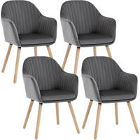 ESSZIMMERSTUHL 4er-Set, Samt, Massivholz, Dunkelgrau - Dunkelgrau/Naturfarben, Holz/Textil (42/81/50cm) - Woltu
