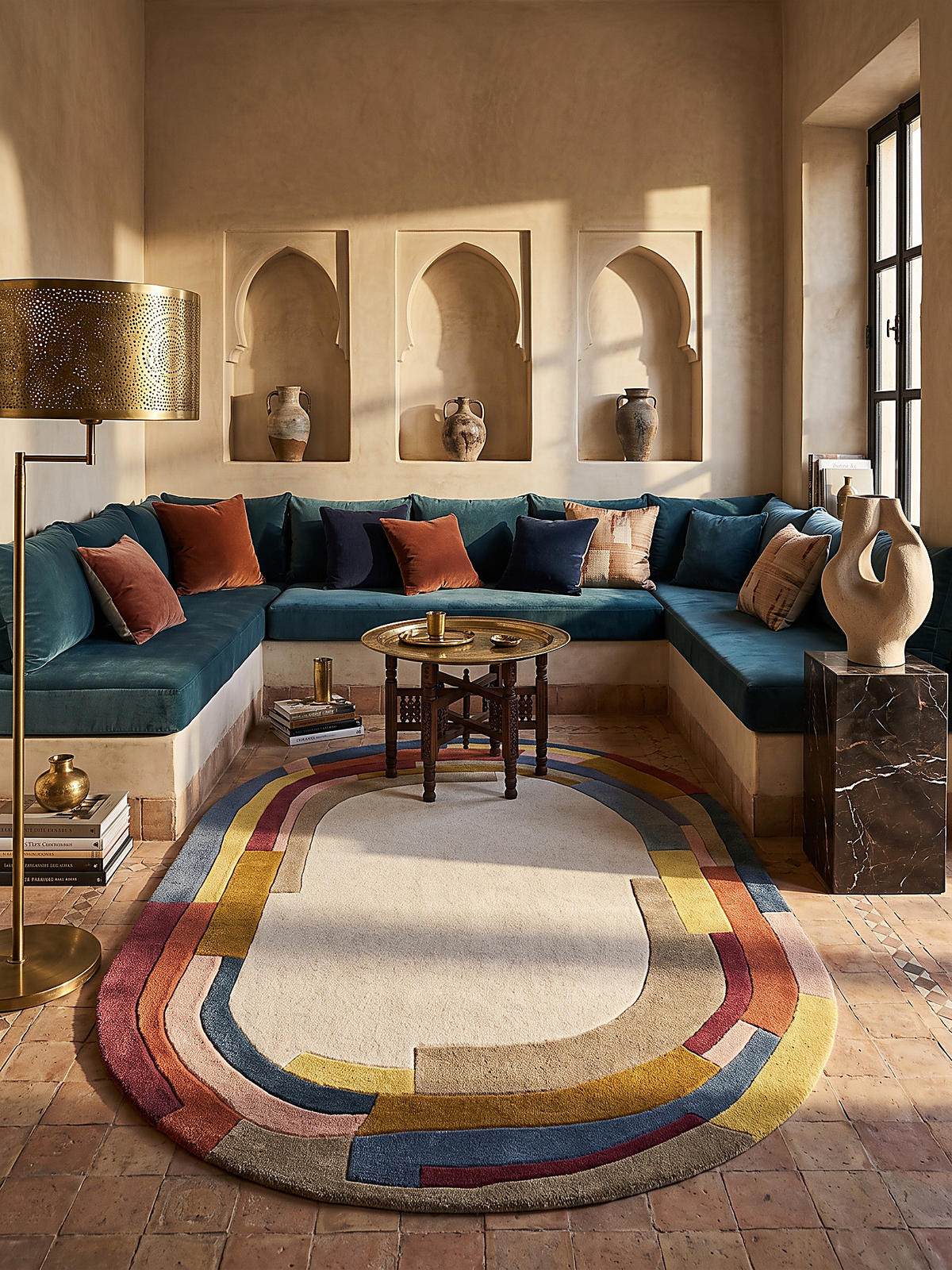 WOLLTEPPICH handgetuftet LUGAR, Farbblock-Bordüre, Multi, 160 x 230 cm - Multicolor, Textil (160/230cm) - KADIMA DESIGN
