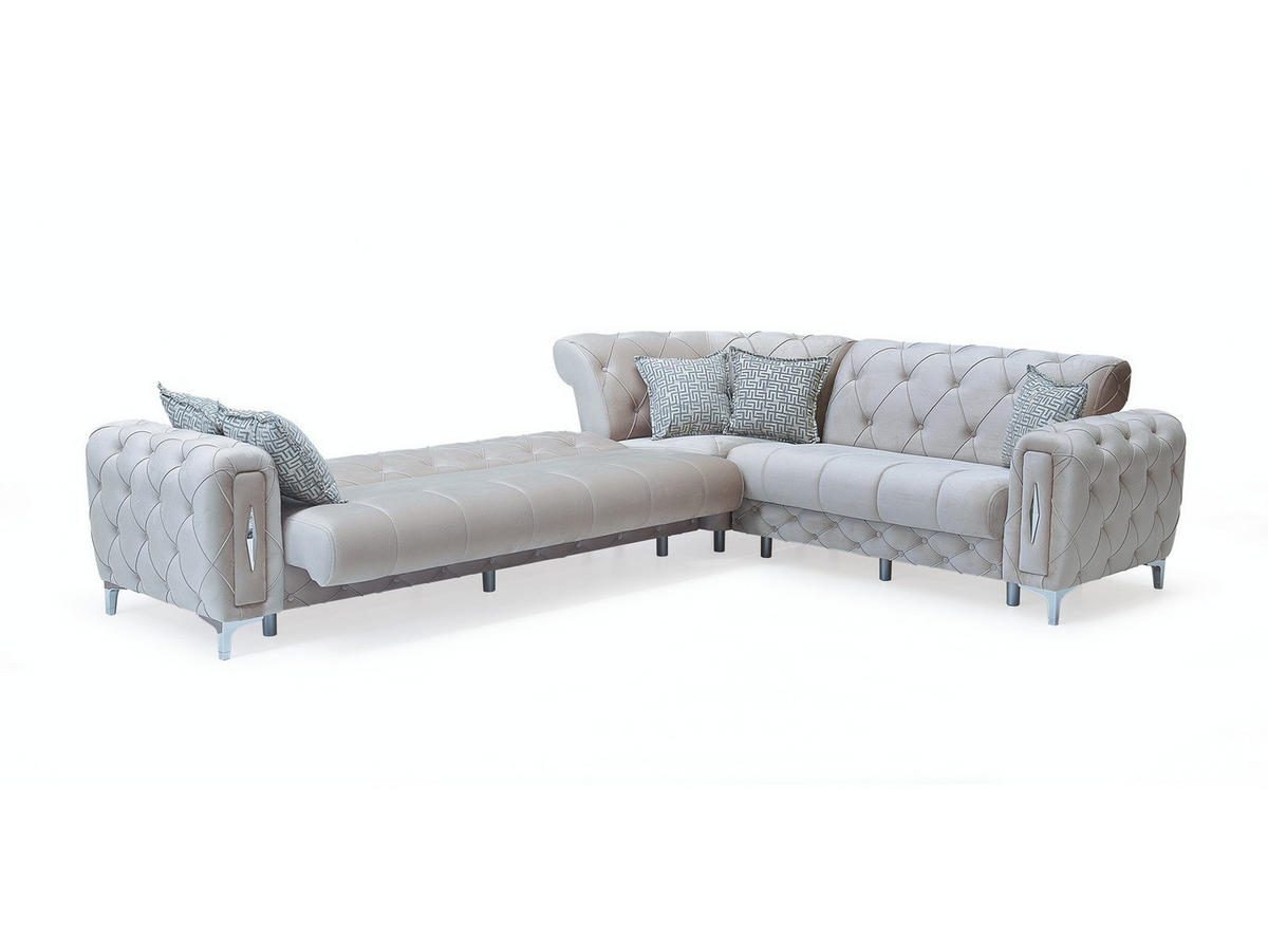 ECKSCHLAFSOFA Patna Beige - Langer Schenkel Links - Beige, Holzwerkstoff/Kunststoff (315/245cm)
