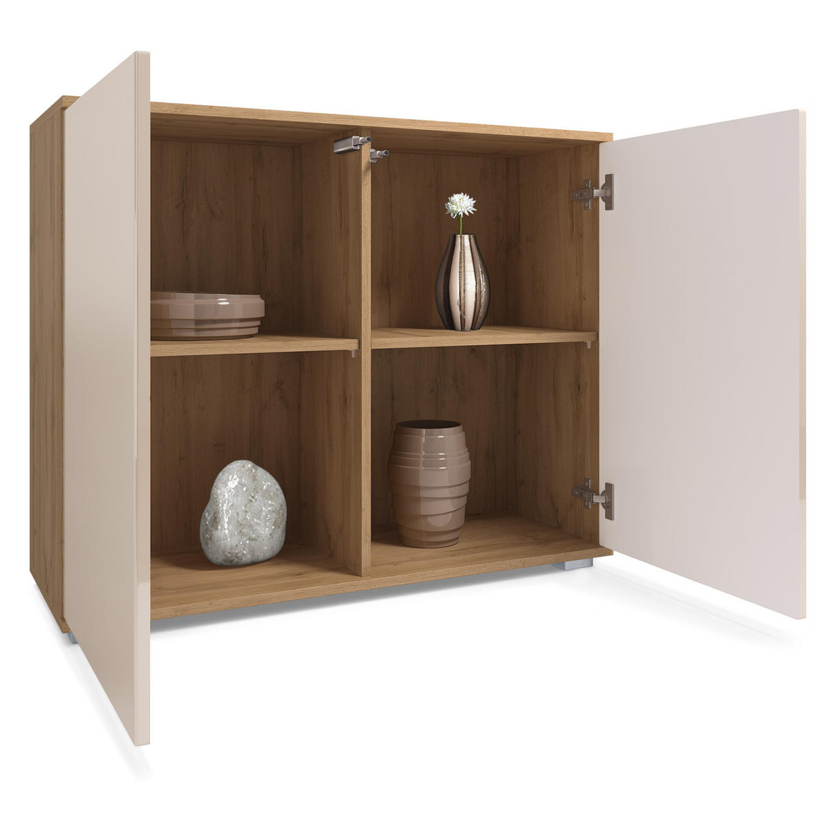 KOMMODE Skadu Weiß Hochglanz - Weiß Hochglanz, Holzwerkstoff (92.5/75.5/35cm) - Vladon