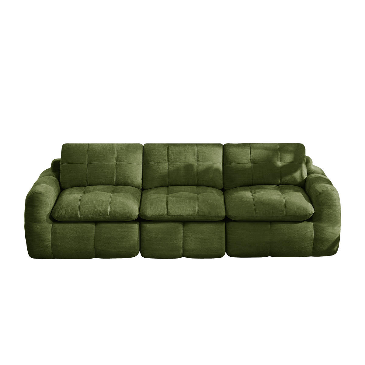 3-SITZER-SOFA DE-34464 Karostepp-Design und 32D-Schaum Grün - Grün, Textil (97/68/264cm) - ComfortXL