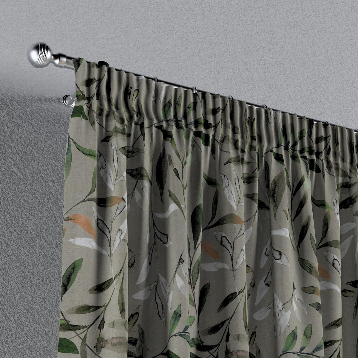 VORHANG Eden grau und grün, 130x245 cm - Grau, Textil (130/245cm) - Dekoria