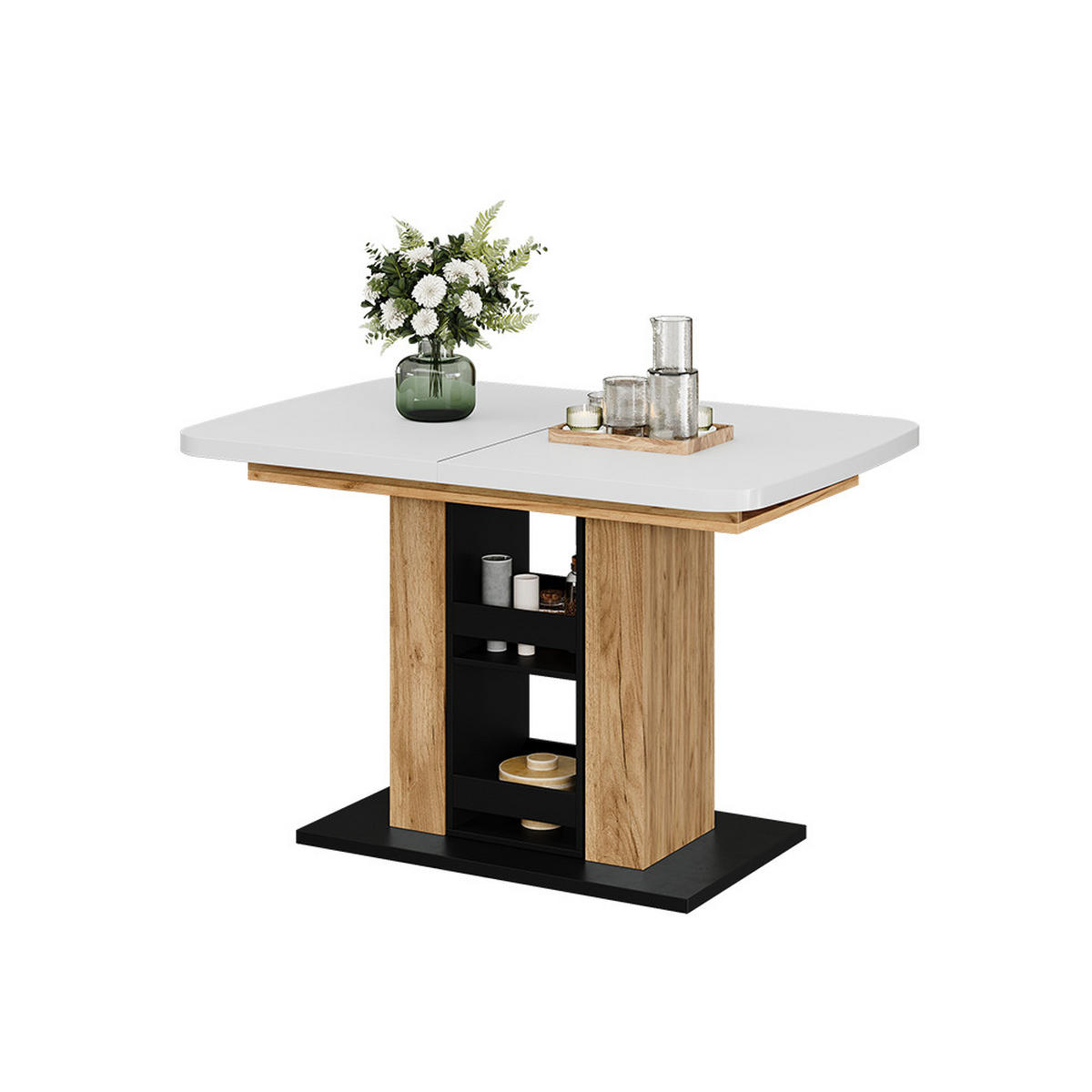 ESSTISCH Fenaro Weiß/Goldkraft Eiche 120 x 80 cm - Honigeiche/Weiß, Holzwerkstoff (80/120/76cm) - Vicco