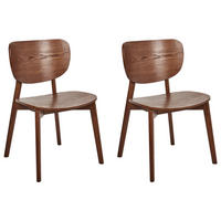 STUHL 2er-Set Holz Dunkelbraun Overly - Dunkelbraun, Holz (49/80/47cm) - Beliani