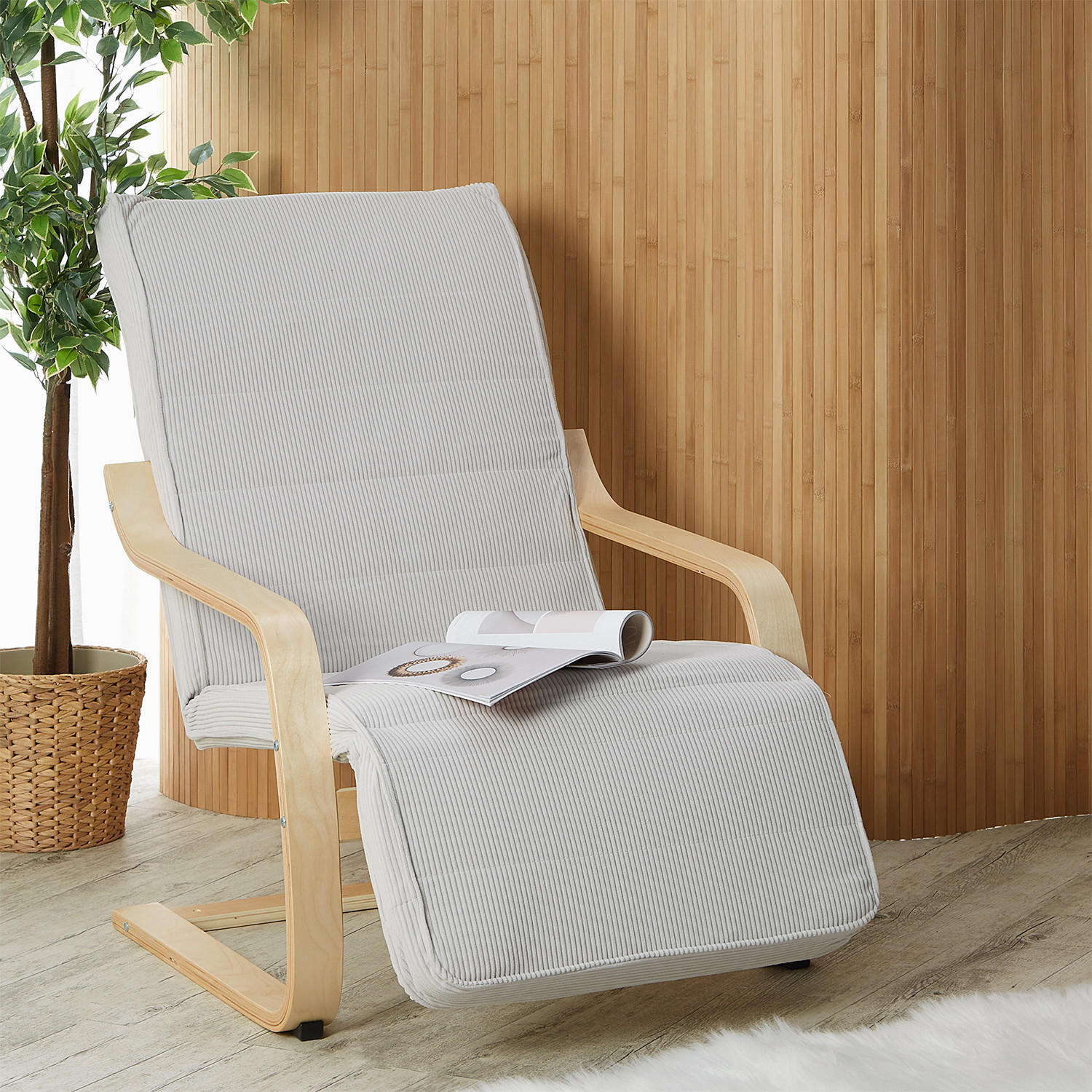 RELAXSESSEL Stoffbezug Cord Grau, Fußstütze - Grau, Textil (66/94/62cm) - Homestyle4u