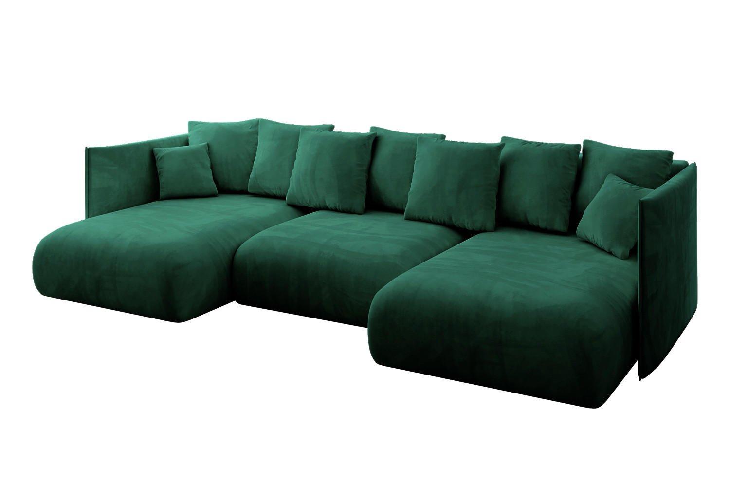 WOHNLANDSCHAFT mit Schlaffunktion und Bettkasten ONESK-U 304x165x40 Dunkelgrün Velours - Dunkelgrün, Holzwerkstoff/Kunststoff (304/90/165cm) - ALTDECOR