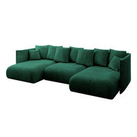 WOHNLANDSCHAFT mit Schlaffunktion und Bettkasten ONESK-U 304x165x40 Dunkelgrün Velours - Dunkelgrün, Holzwerkstoff/Kunststoff (304/90/165cm) - ALTDECOR