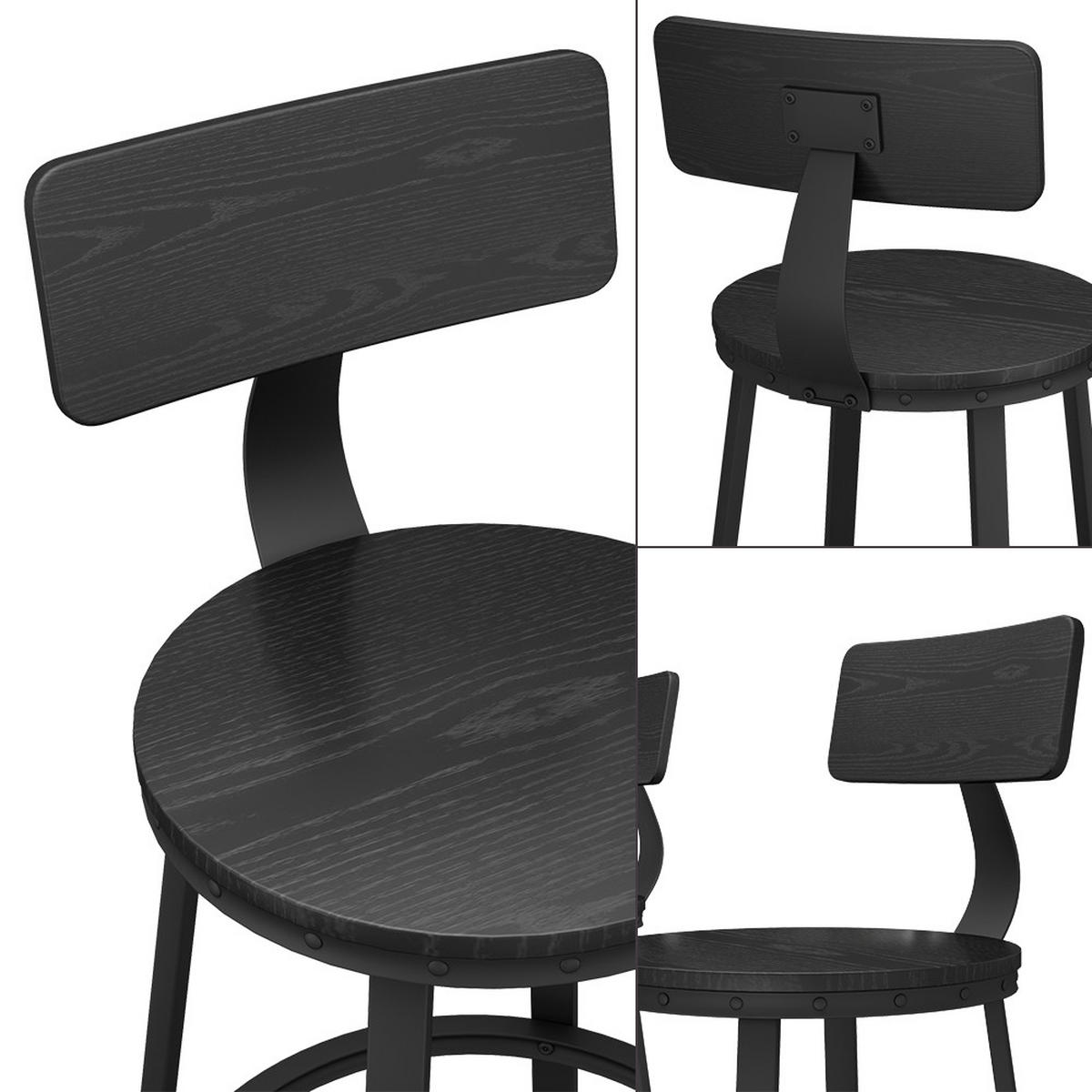 BARHOCKER Caracas Schwarz 34 x 102 cm 2er Set - Schwarz, Holzwerkstoff (34/102/55cm) - Vicco