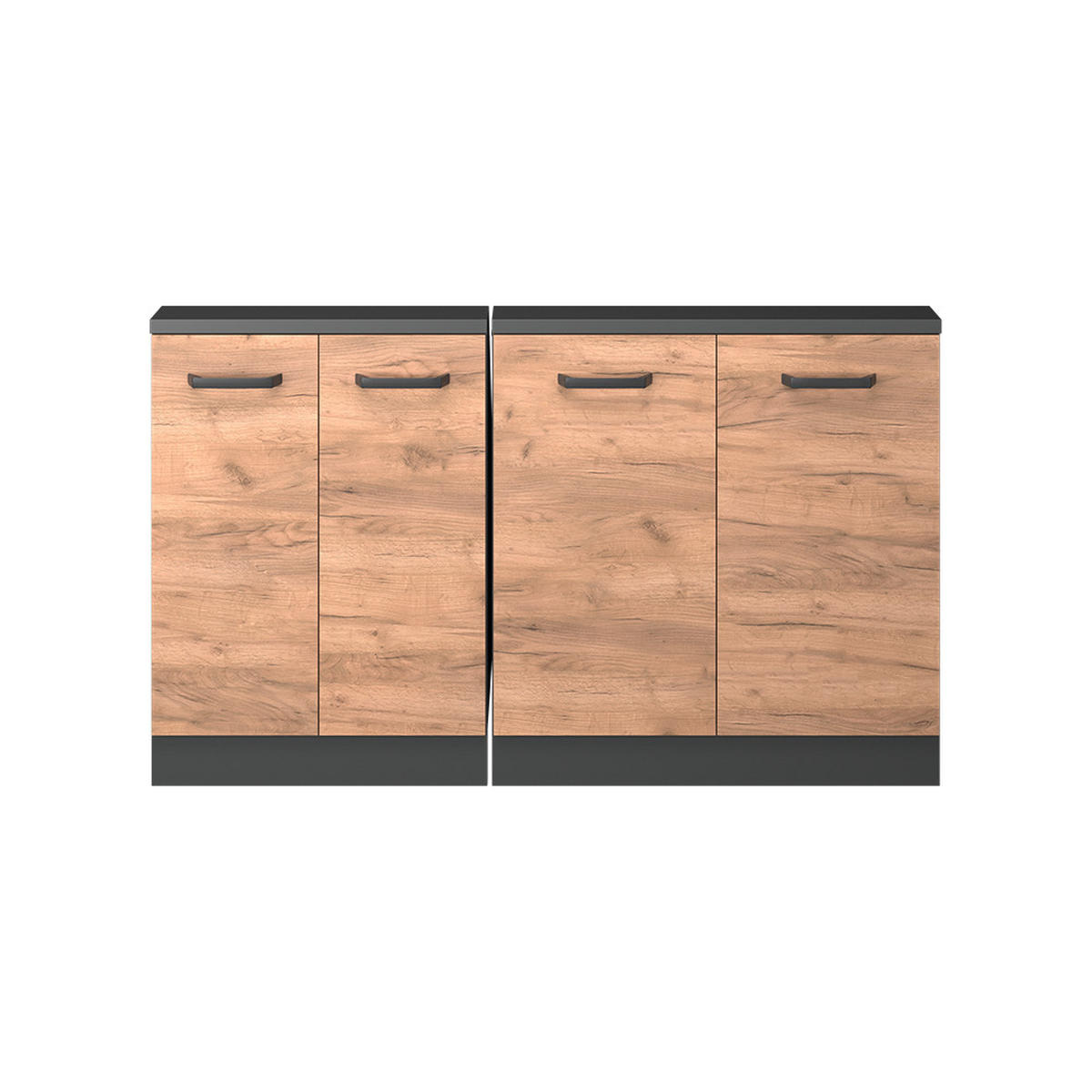 DACHSCHRÄGENSCHRANK-SET Rion Goldkraft Eiche/Anthrazit 2er Set - Honigeiche/Anthrazit, Holzwerkstoff (140/81.6/46cm) - Vicco