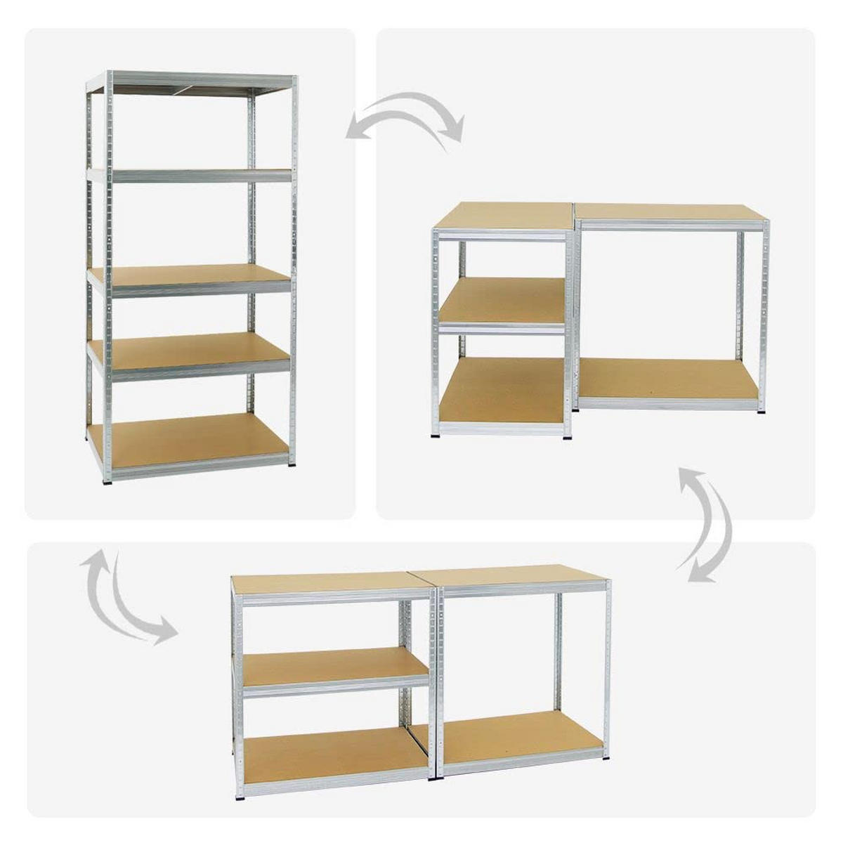 SCHWERLASTREGAL Slim Elephant M 2er-Set mit 2x 180x90x60 cm 5 Ebenen Fachlast 350 kg Verzinkt - Silberfarben, Metall (180/180/60cm) - PROREGAL