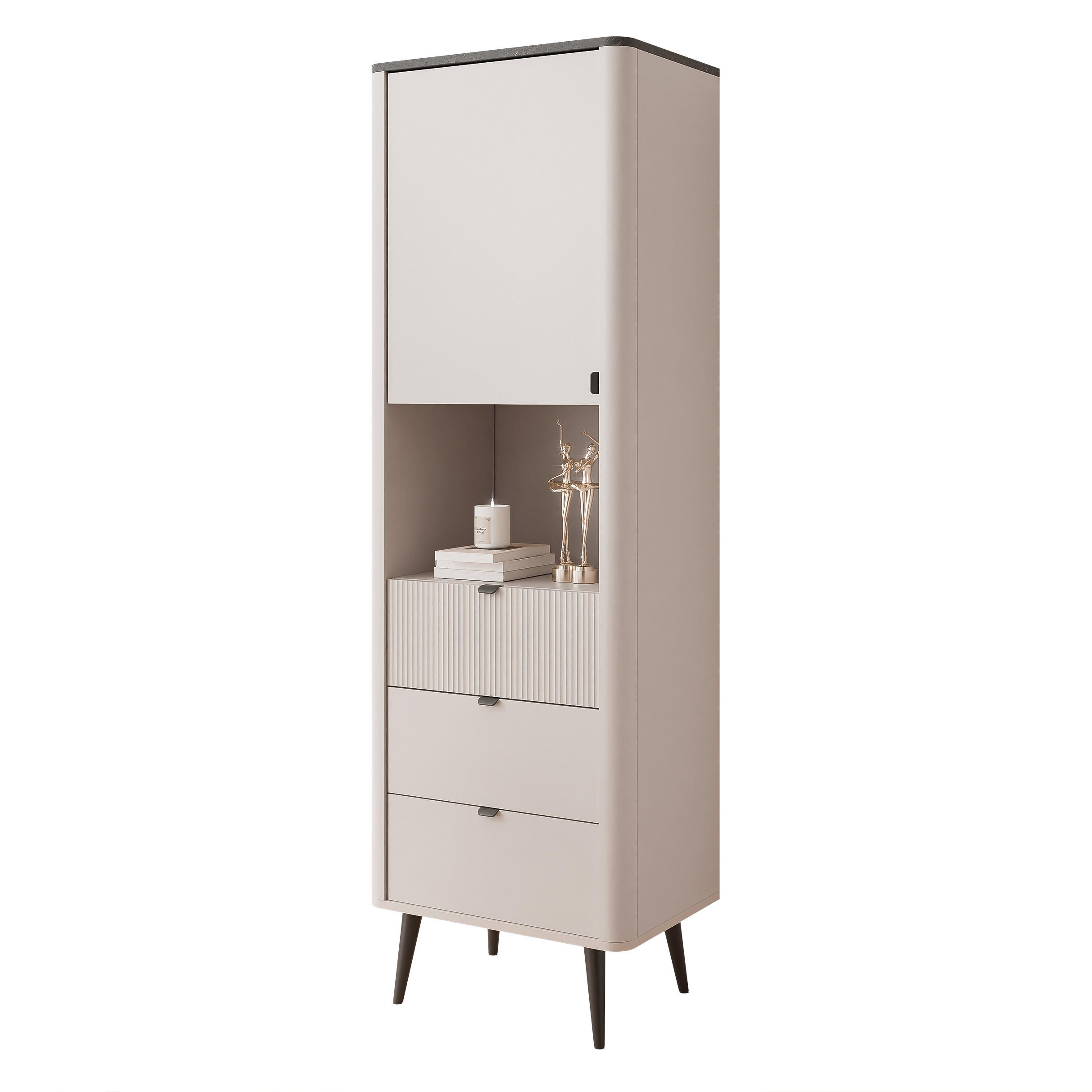 BÜCHERREGAL NAVANI 90/40/163 cm, Kaschmir / Grau - Schwarz/Grau, Holzwerkstoff/Metall (90/163/40cm) - Idohome