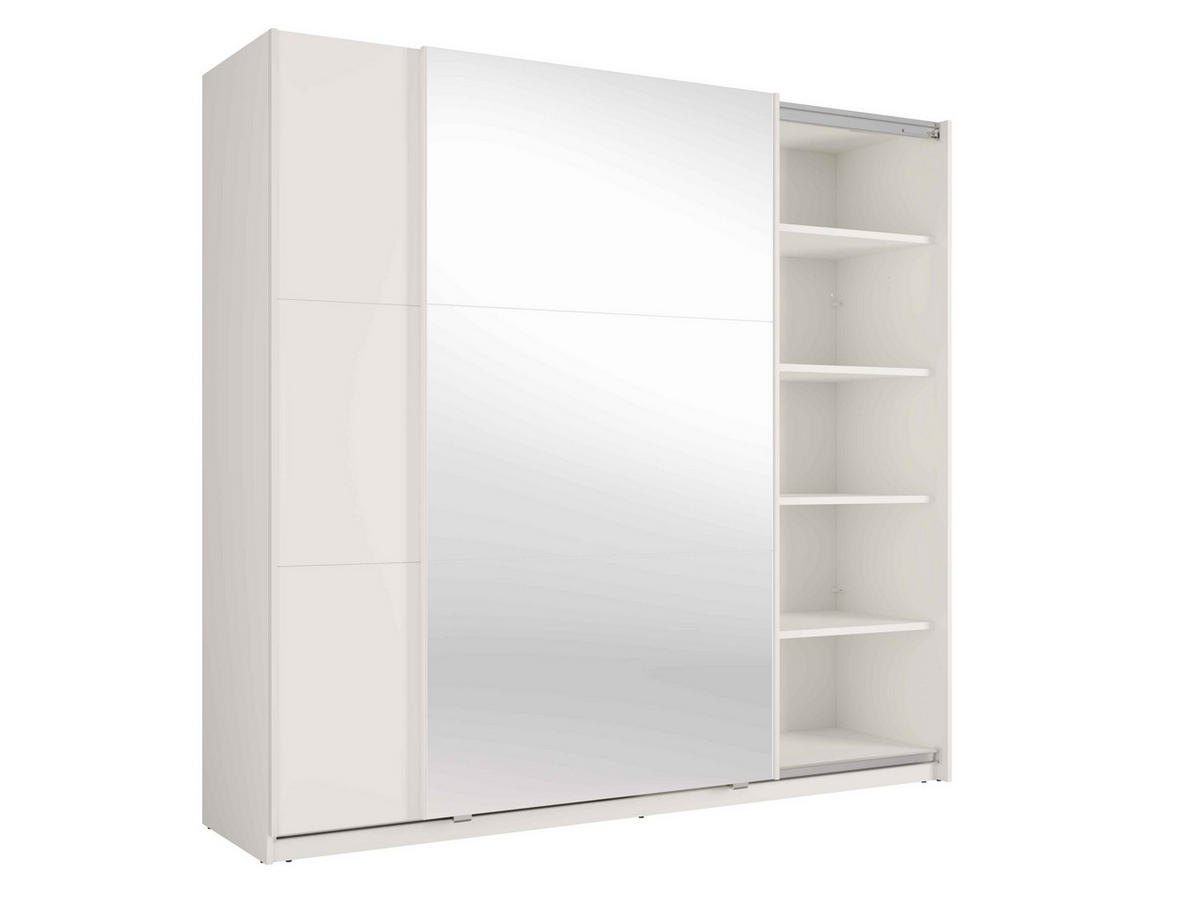 SCHWEBETÜRENSCHRANK RADEN 221/207/60cm 2-türig mit Spiegel Weiß - Weiß, Holzwerkstoff (221/207/60cm) - MASSENO
