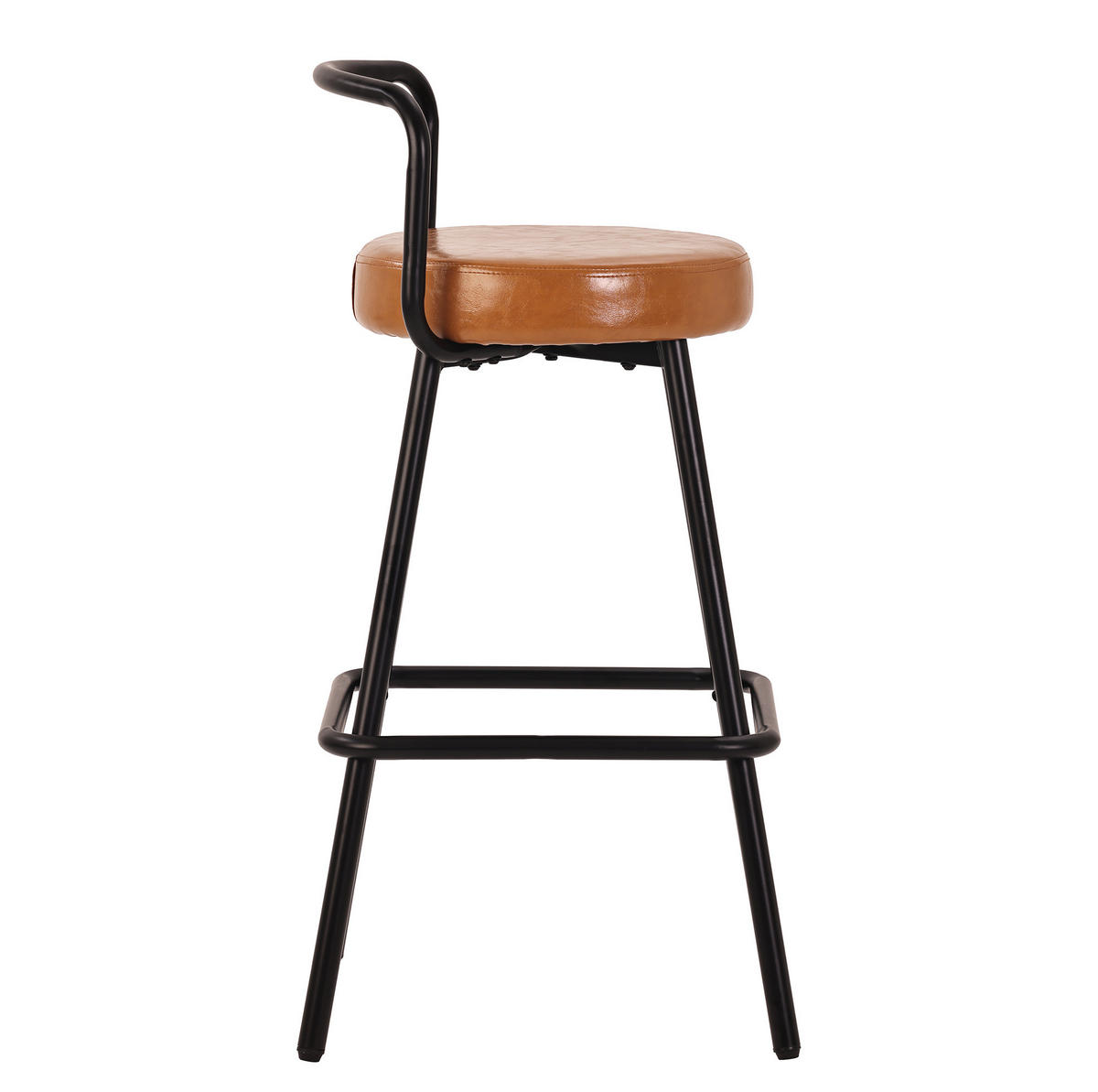 BARHOCKER mit Rückenlehne und Fußablage PU-Leder Braun - Braun, Metall (37/90.5/37.1cm) - Meubliv