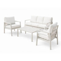 GARTENMÖBEL-SET mit 1 Dreisitzer-Sofa. 2 Einzelstühlen und 1 Couchtisch. Creme & Beige - Beige, Metall - Home Collective