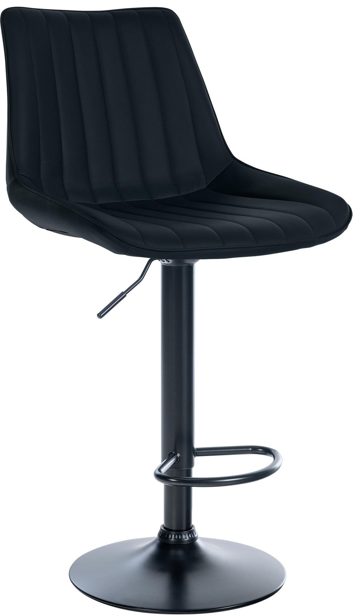 BARHOCKER RIO Schwarz Kunstleder Schwarz - Schwarz, Leder/Metall (49.5/91/50cm) - DELUKE
