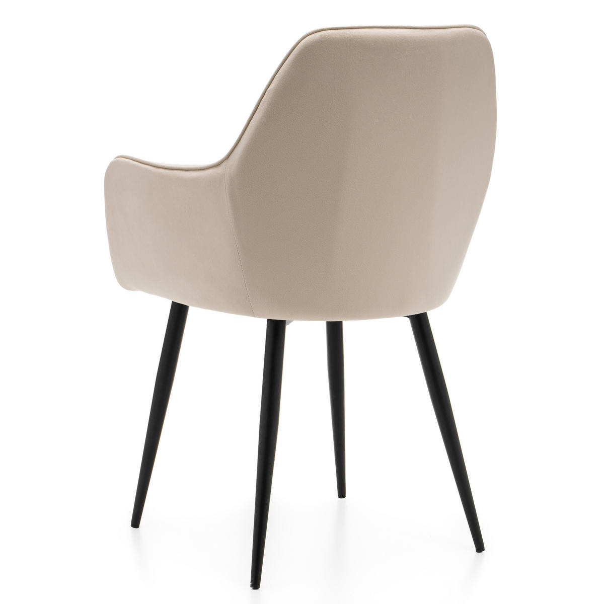 STUHL EMILIA gepolstert mit Steppung - beige - Samt Velours - Beige/Schwarz, Textil/Metall (58/90/58cm) - NEW HOME