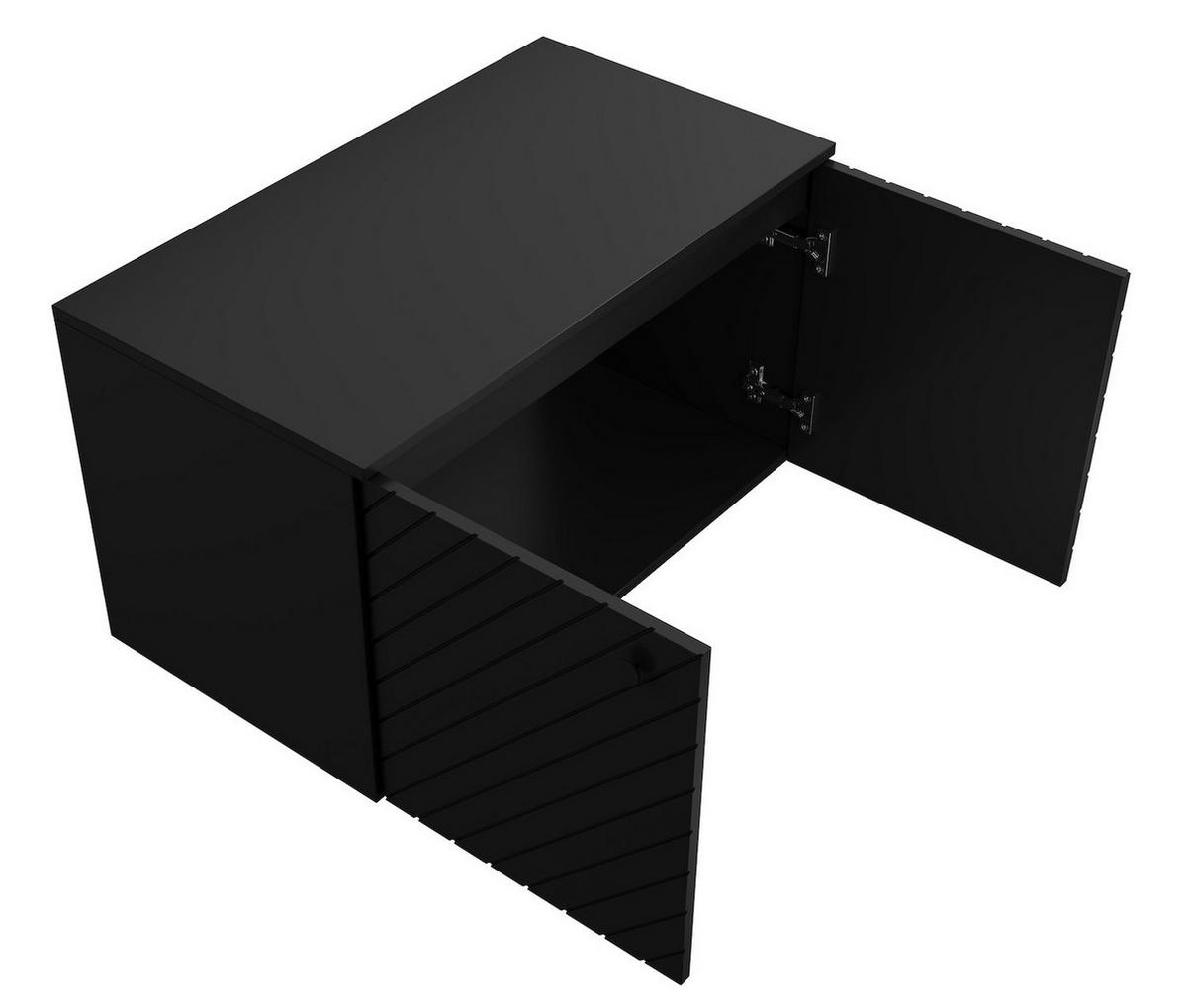 WASCHBECKENUNTERSCHRANK Orlando 2 Türe Schwarz Matt - 80 x 47 x 61 cm - Schwarz, Holz (80/46/44cm) - Badplaats