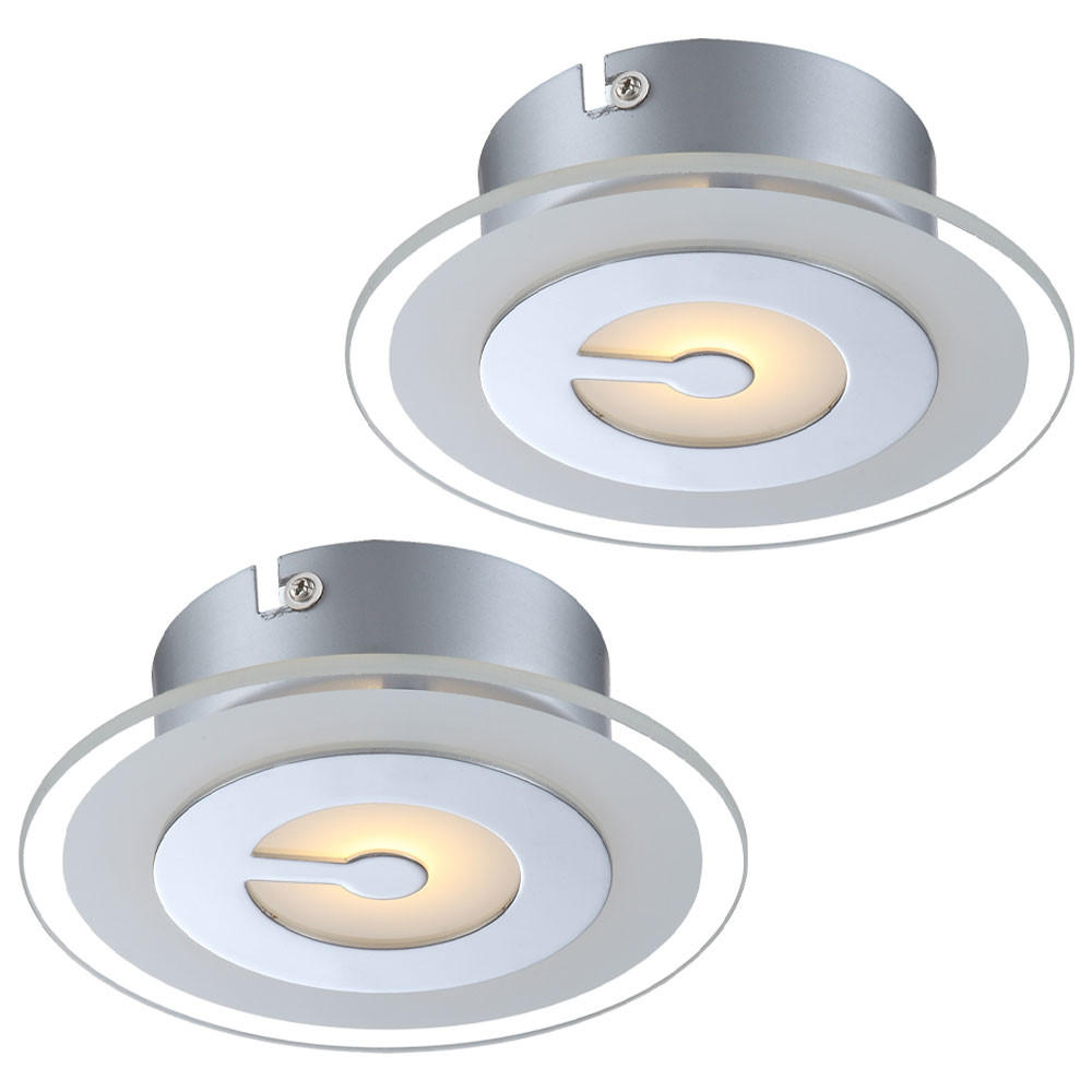 LED DECKENLEUCHTE ZOU Chrom Silber 2er Set - Silberfarben, Glas (16/16/5.2cm) - Globo Lighting