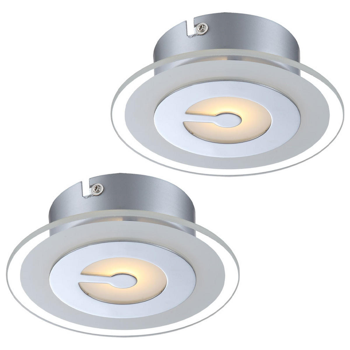 LED DECKENLEUCHTE ZOU Chrom Silber 2er Set - Silberfarben, Glas (16/16/5.2cm) - Globo Lighting