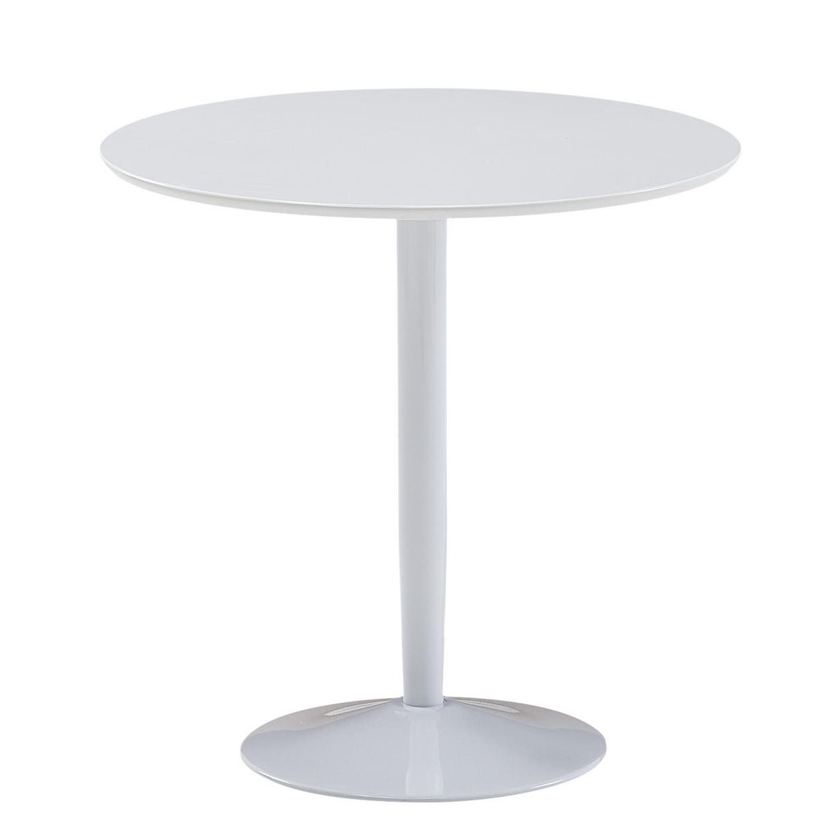 ESSTISCH – Hochglanz Weiß 75x75x74 cm Trompetenfuß für 2 Personen - Weiß, Holz/Metall (75/75/74cm) - KADIMA DESIGN