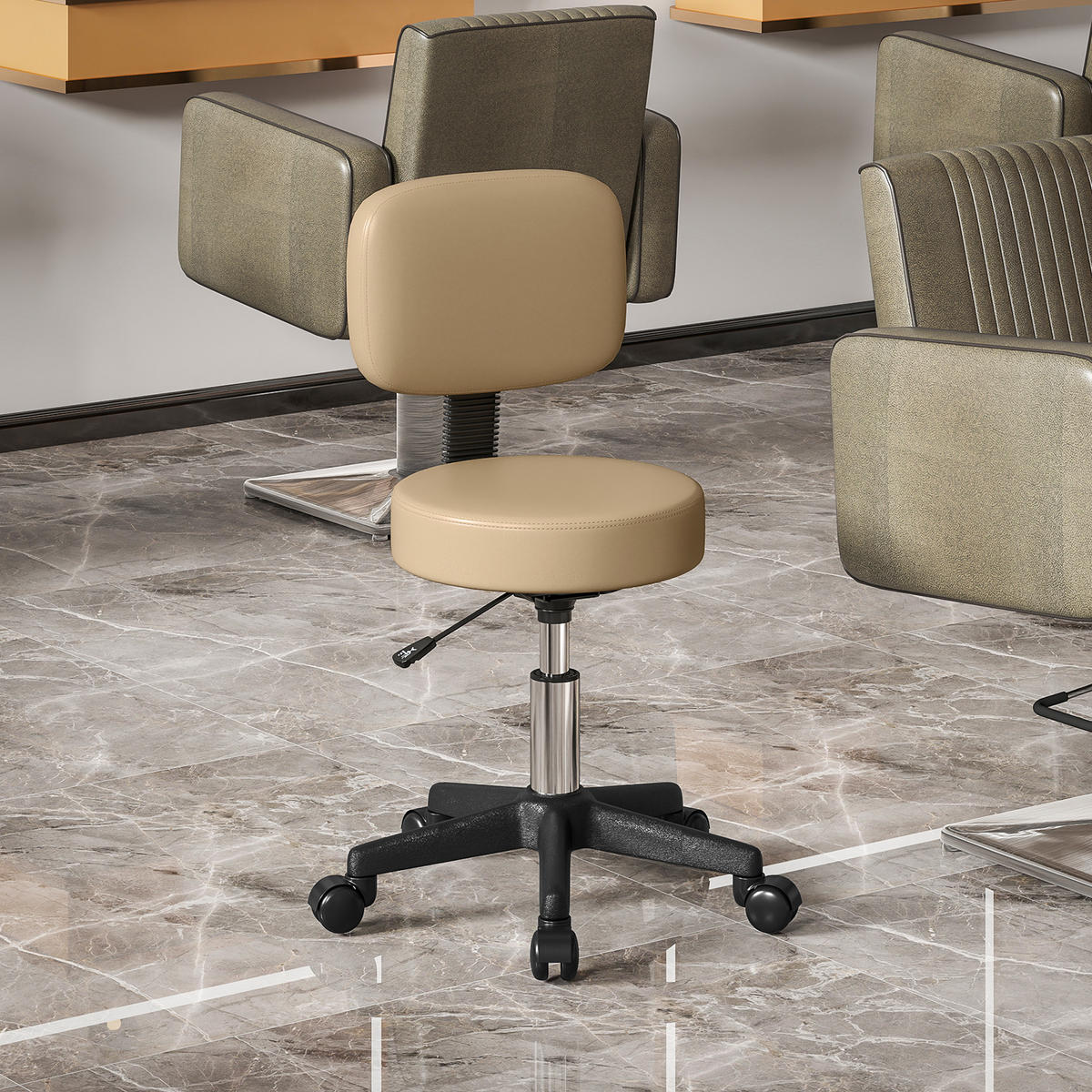 SALONHOCKER Kunstleder, Schaumstoff Braun - Hellbraun, Textil (35/84/35cm) - HOMCOM