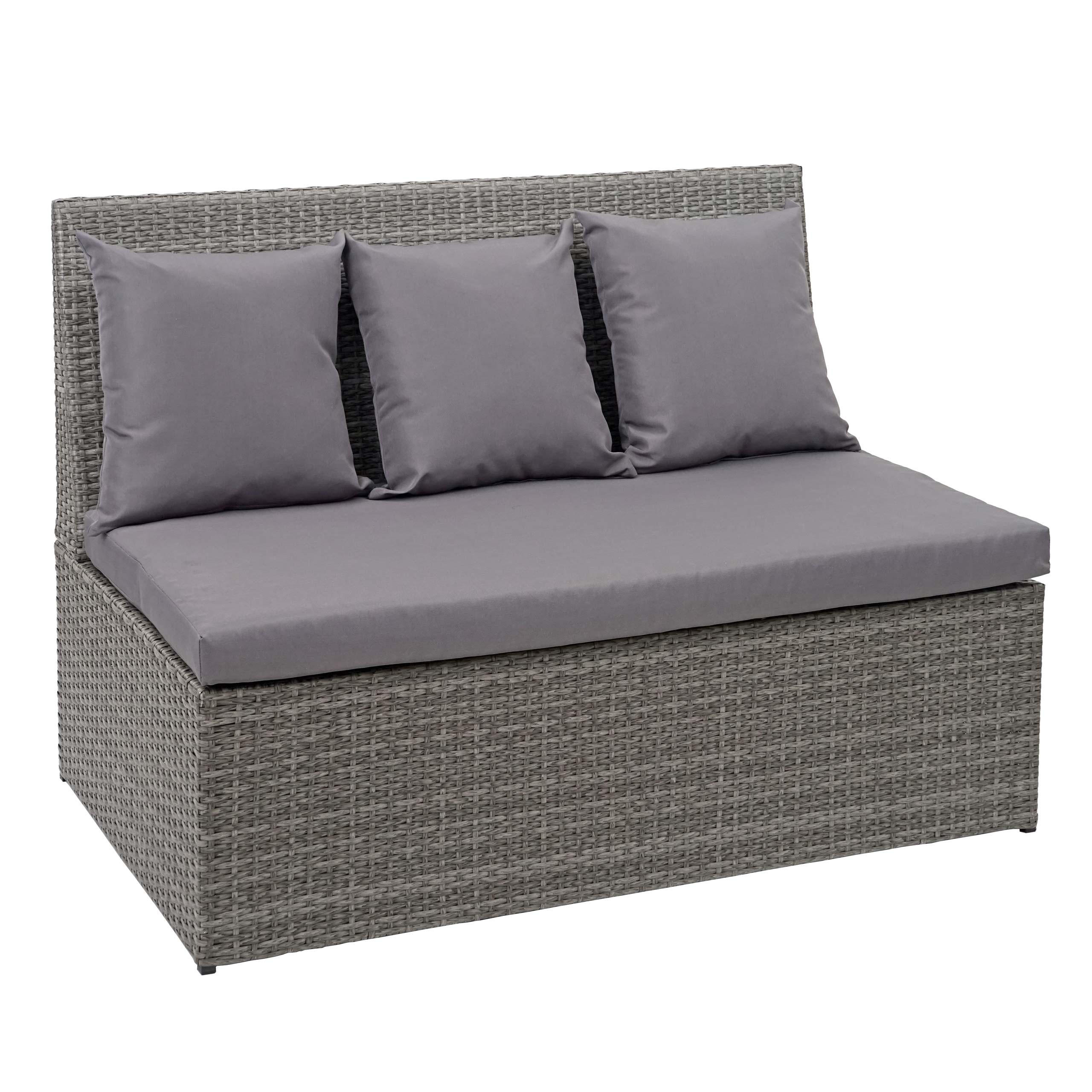 POLY-RATTAN 2ER SOFA Grau, Anthrazit - Grau, Kunststoff (119/85/69cm) - MCW