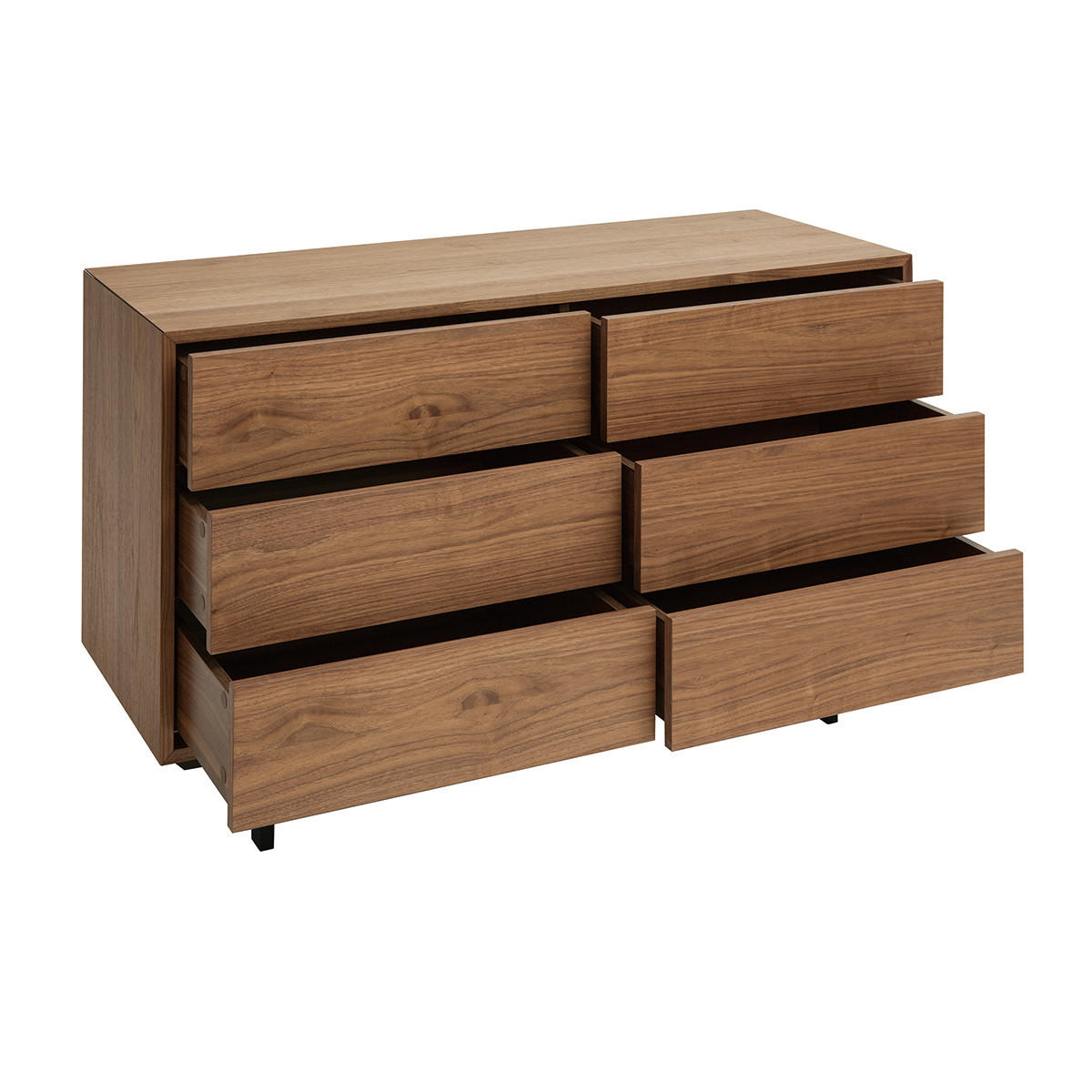 KOMMODE 6 Schubladen Walnuss Metall MANNY - Walnussfarben, Holz (45/75/120cm) - Miliboo