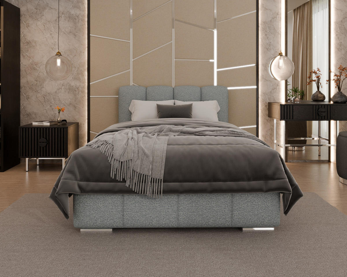 POLSTERBETT Zaira 120x200cm – Elegantes Polsterbett für modernen Wohnstil , ohne matratze, Blaugrau - Blaugrau, Holz (120/200cm) - Homesy
